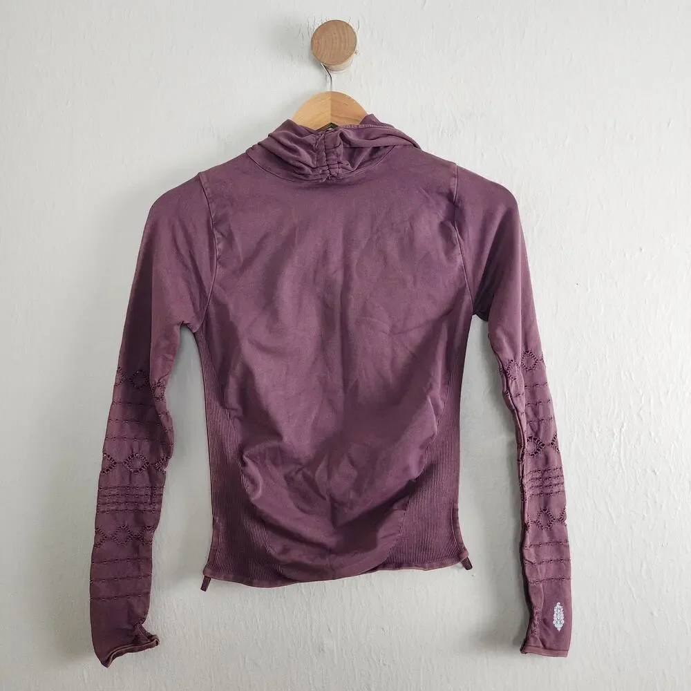 Free People Movement Good Karma Long Sleeve Hoodie Nutmeg Brown XS/S Rare